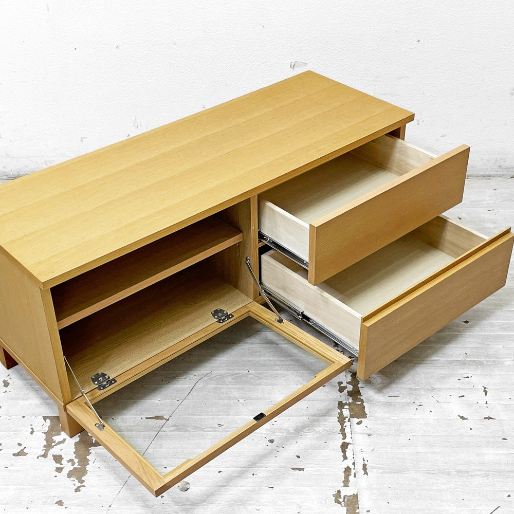無印良品 MUJI AVボード AVラック 引出し付 オーク材 W110cm ナチュラル シンプル ●