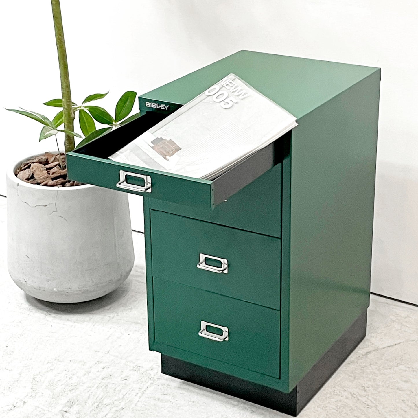 ビスレー BISLEY BASICシリーズ BA3/CD キャビネット 4段 スチールワゴン オフィス 店舗什器 グリーン 英国 廃番品 ●