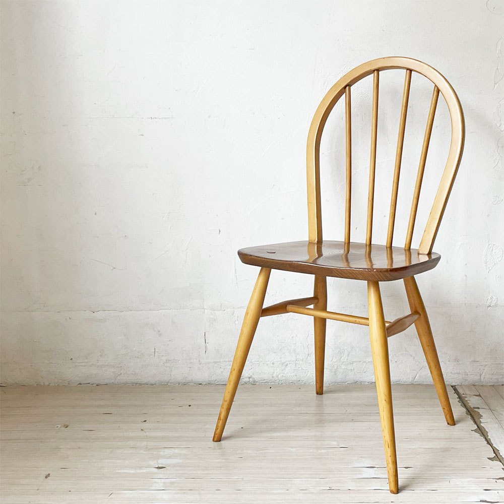 アーコール Ercol フープバックチェア ダイニングチェア スポークバック エルム材 UKビンテージ 英国家具 ★