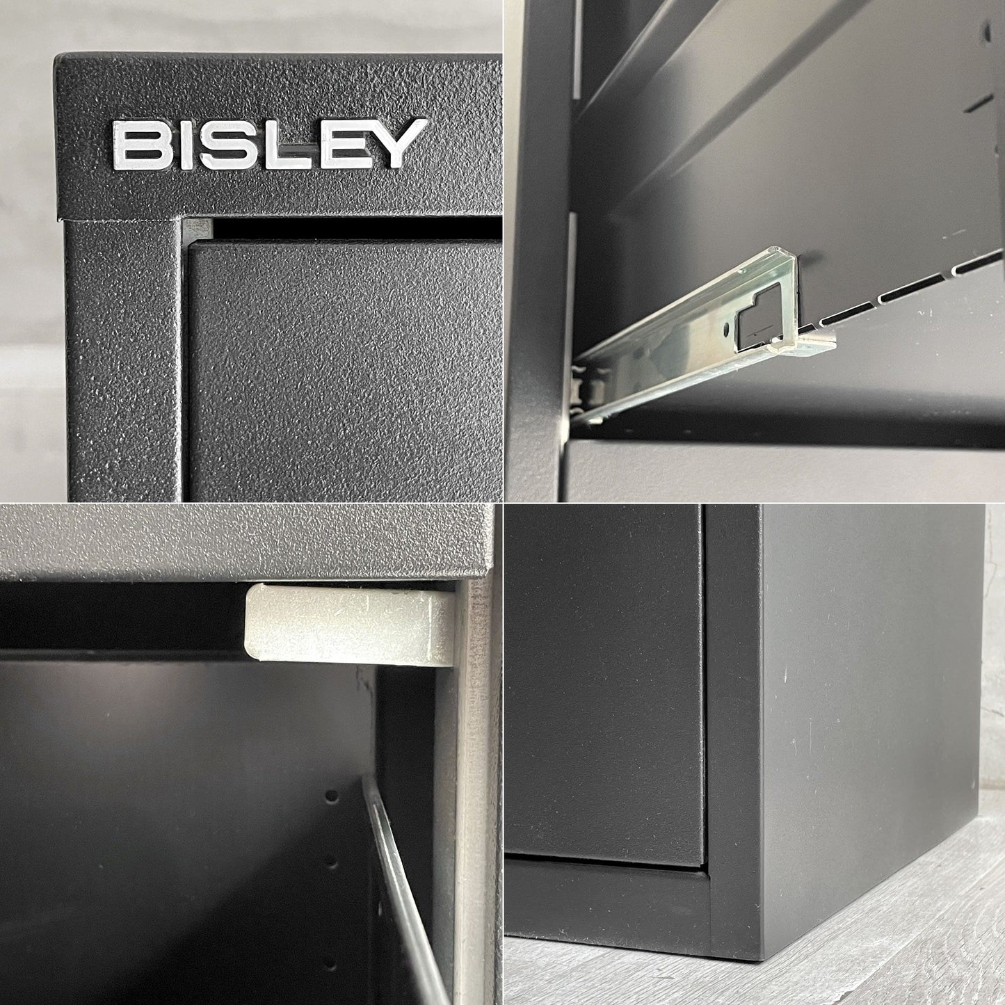 ビスレー QUBE By BISLEY ファイリング デスクキャビネット ブラック 4ドロワー A4サイズ オフィス家具 鍵付き 英国 廃番 ♪