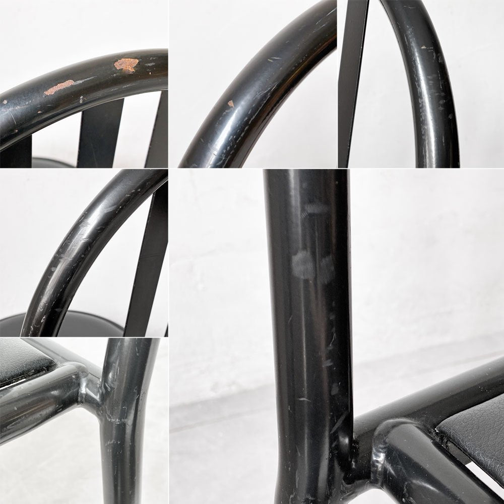 フランスビンテージ French Vintage ステヴァンチェア Stevens Chair モデルC Model C ブラック レザー クッションシート ロベール・マレ＝ステヴァンス  ★