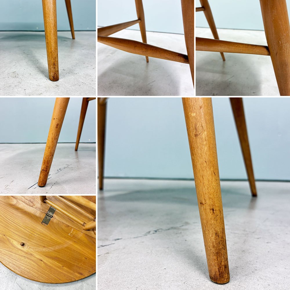 アーコール Ercol バタフライローテーブル サイドテーブル エルム材 サークル Φ61cm ゲートレッグ式 ドロップリーフ UKビンテージ ◎