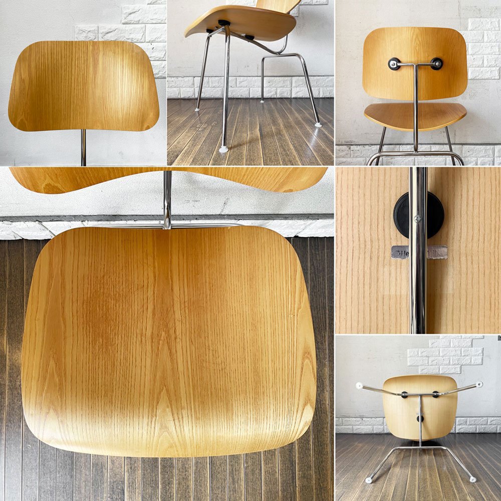 ハーマンミラー Herman Miller プライウッドダイニングチェア DCM ホワイトアッシュ メタルレッグ C&R イームズ ミッドセンチュリー 定価￥169,400- ◎