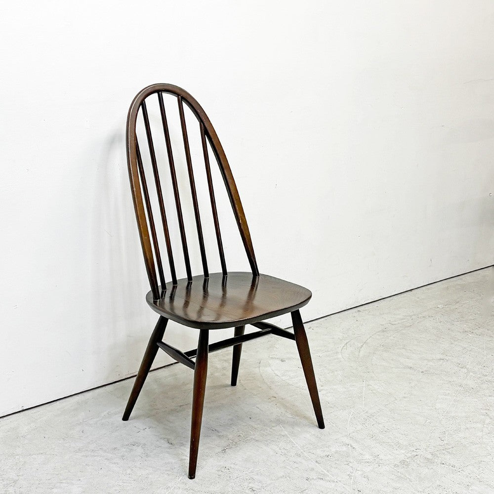 アーコール Ercol クエーカーチェア ダイニングチェア ハイバック オールドコロニアル ブラウン エルム材 × ビーチ材 UKビンテージ 英国家具 A ●