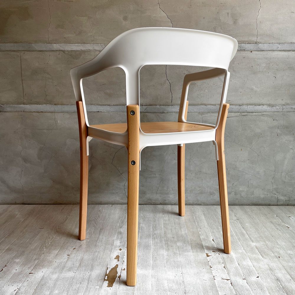 マジス MAGIS スティールウッドチェア Steelwood Chair ホワイト＆ビーチ アームチェア ロナン & エルワン・ブルレック イタリア ♪