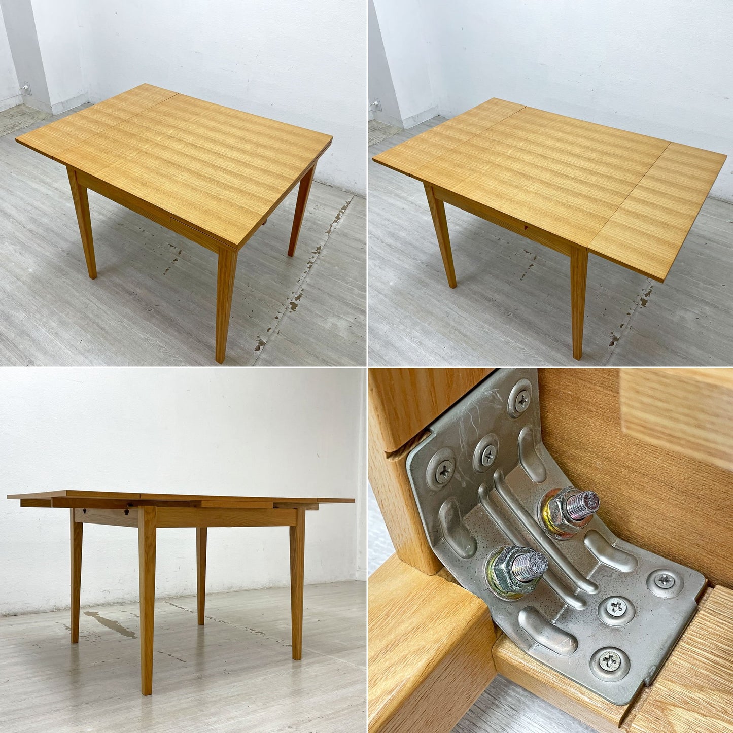 無印良品 MUJI エクステンション ダイニングテーブル 伸長式 オーク材 W85cm ナチュラル 廃番 ●