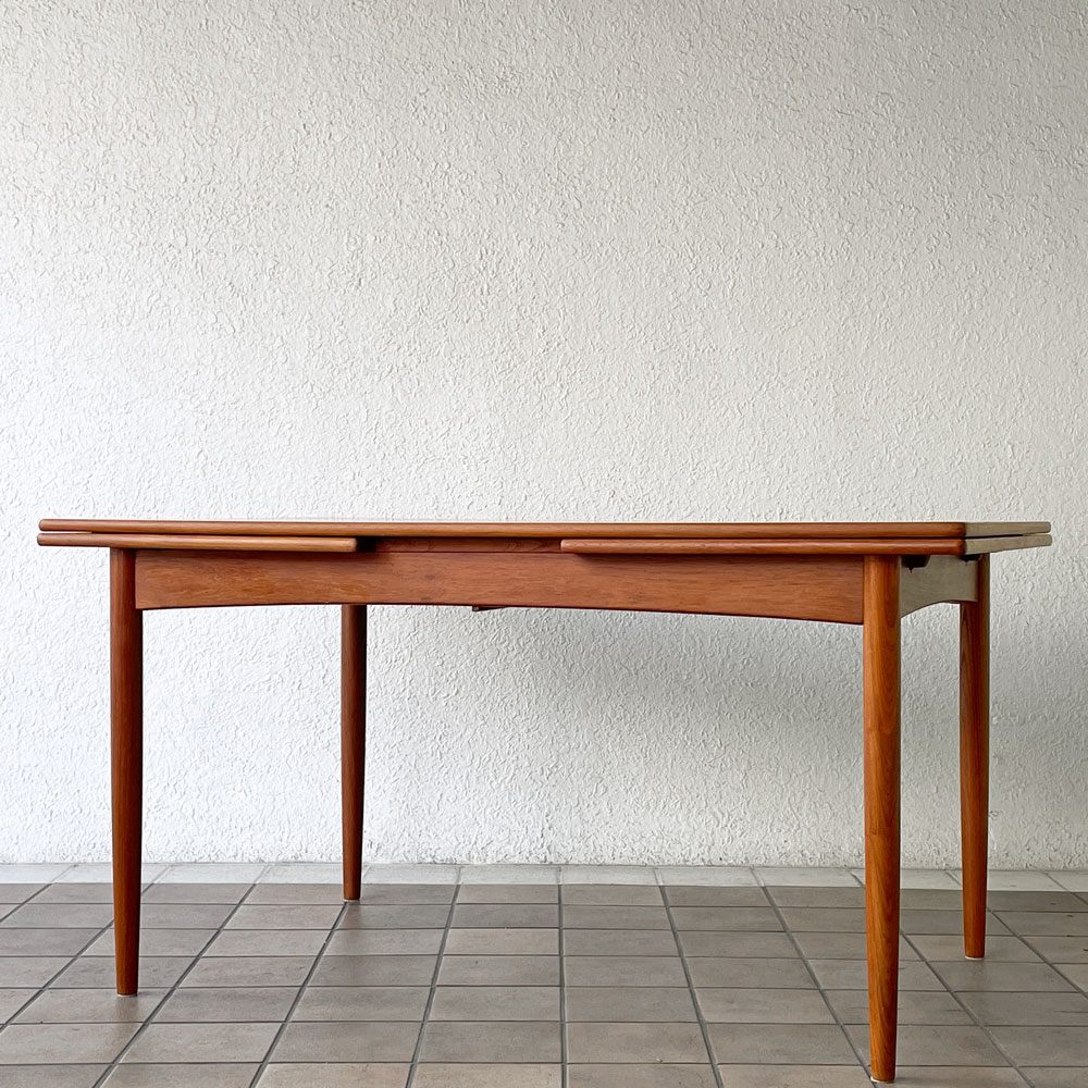 北欧ビンテージ vintage チーク材 エクステンションダイニングテーブル W140-195-250cm 伸長式 HIKE購入品 ◇