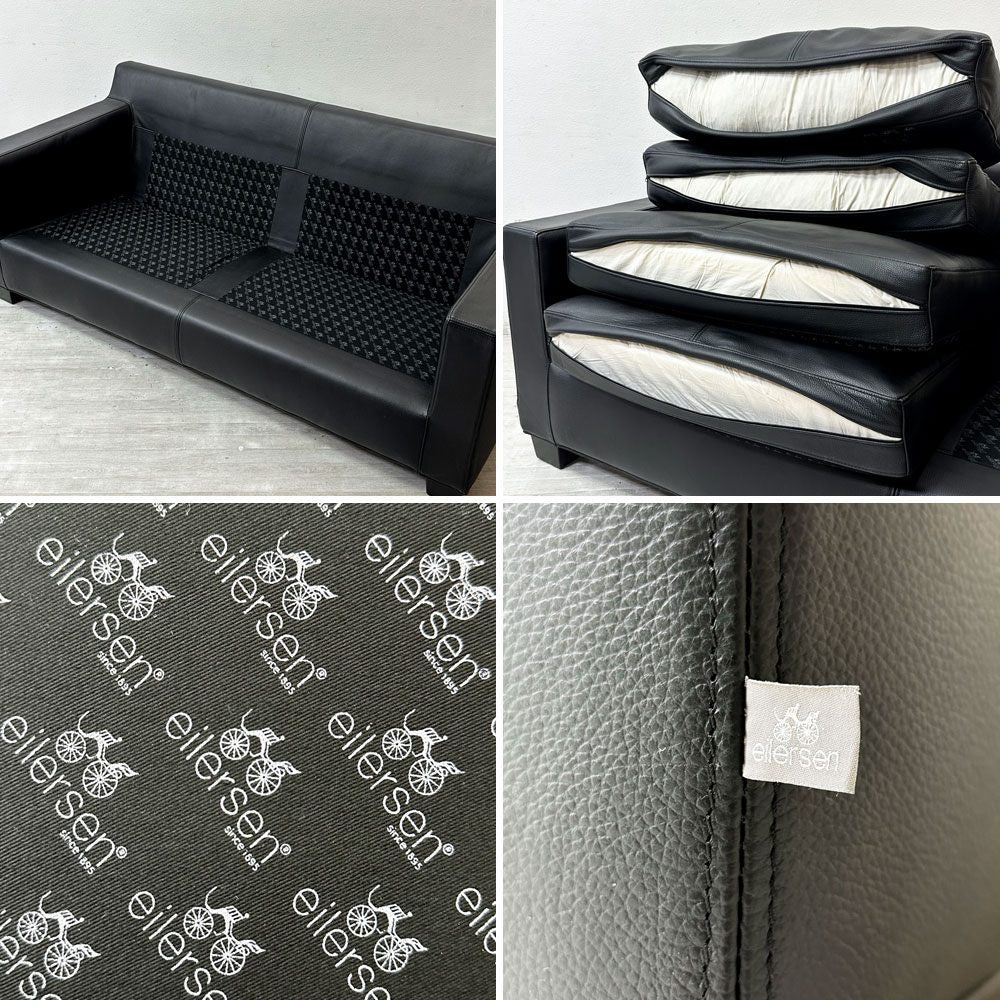 アイラーセン eilersen ヴィテッセ 2p ソファ VITESSE SOFA 本革 ブラック 2シーター モダンデザイン デンマーク 美品 ●