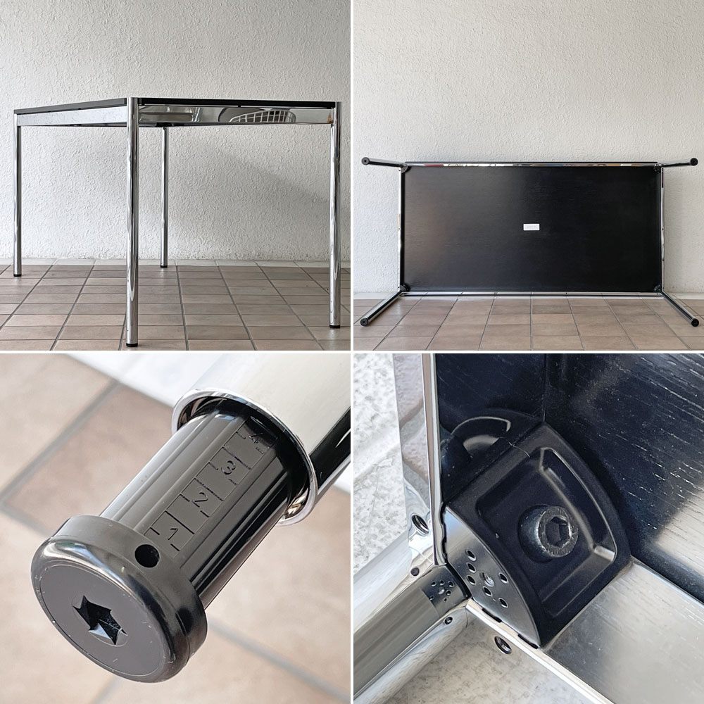 USMモジュラーファニチャー USM Haller USMハラーテーブル ワーキングデスク ダイニングテーブル オーク材 ブラック W150×D75×H74cm アジャスター ◇