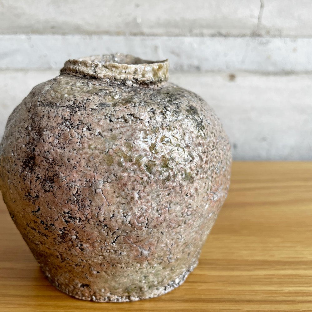 大平新五 花器 フラワーベース 陶器 H10cm 信楽焼 陶芸家 現代作家 ♪
