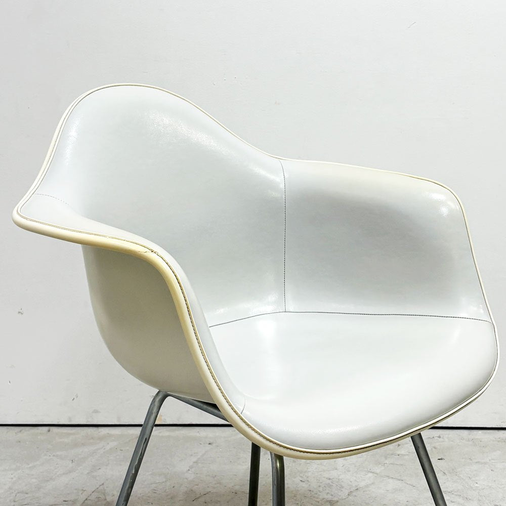 ハーマンミラー Herman Miller アームシェルチェア 2nd ビンテージ FRP製 PVCレザー グレー Hベース C&R イームズ ミッドセンチュリー ●