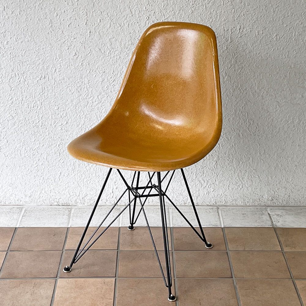ハーマンミラー Herman Miller サイドシェルチェア 2nd 希少 オークルダーク エッフェルベース リプロダクト脚 イームズ ビンテージ ミッドセンチュリー ◇