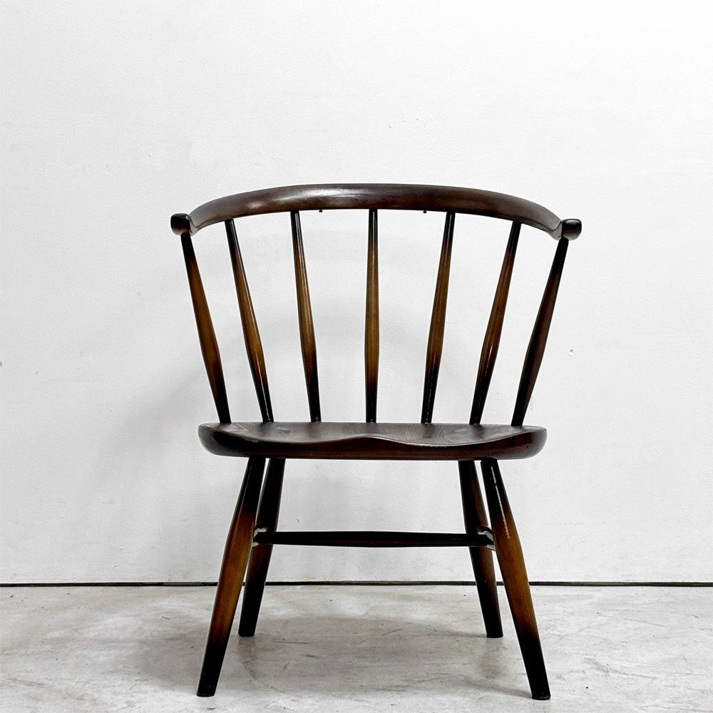 アーコール Ercol スモーカーズチェア Smoker's chair カウホーンチェア No.338 ラウンジチェア ビーチ×エルム材 ブルーラベル 英国 ビンテージ 希少 ●