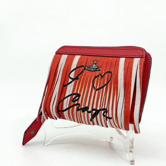ヴィヴィアン・ウエストウッド Vivienne Westwood アイラブクラップ I LOVE CRAP ウォレット 財布 カードケース レザー 本革 レッド 12×9cm ●