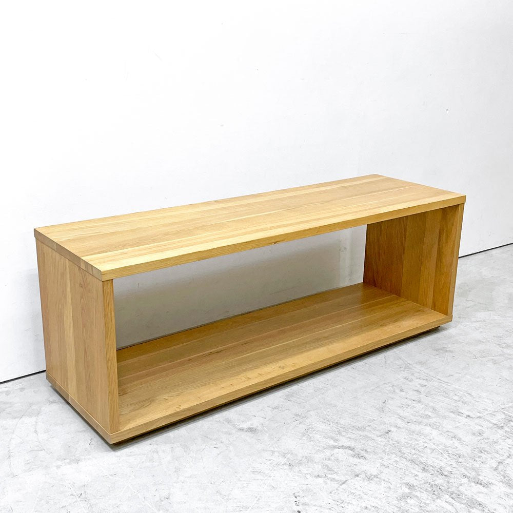 無印良品 MUJI オーク無垢材 ダイニングベンチ 板座 AVボード ローボード ロの字 W120cm ナチュラルモダン ●