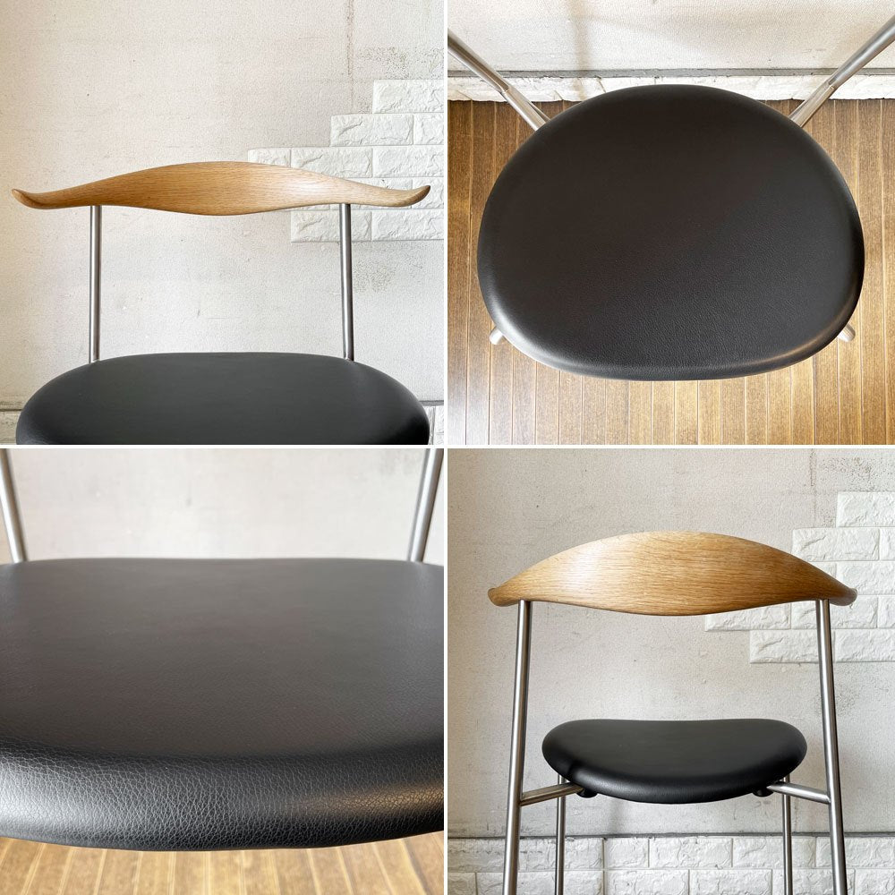 カールハンセン＆サン Carl Hansen & Son CH88P ダイニングチェア オーク材 本革 ブラックレザー ステンレスレッグ ハンス・J・ウェグナー 北欧家具 ◎