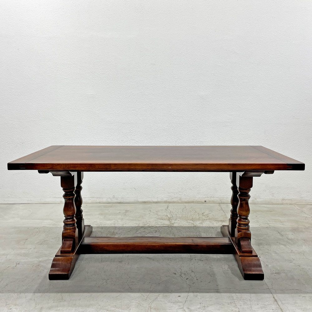 ロイズ・アンティークス Lloyd's Antiques リプロダクションシリーズ ビッグオークダイニングテーブル ツインピラー オーク無垢材 英国家具 〓
