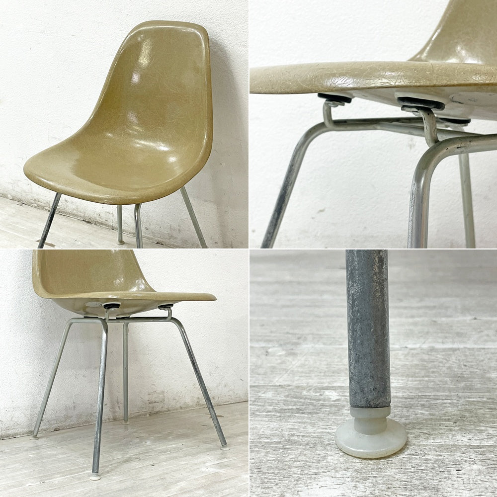 ハーマンミラー Herman Miller ビンテージ サイドシェルチェア ダイニングチェア 2nd FRP グレージュ Hベース イームズ ミッドセンチュリー ●