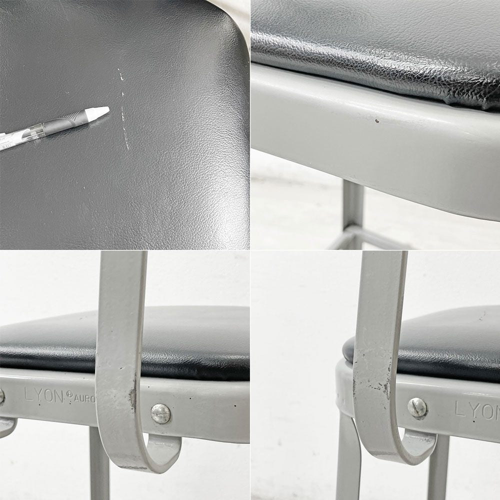 リオン LYON ファクトリー チェア FACTORY CHAIR カウンターチェア グレー バックレスト クッション PVCレザー 座面高69cm パシフィックファニチャーサービス P.F.S取り扱い E ●