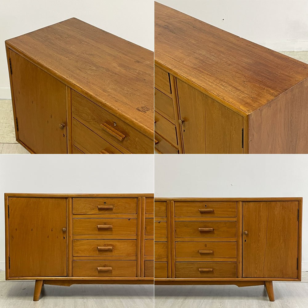 ヒッカドゥワ HIKKADUWA チーク無垢材 サイドボード キャビネット W190cm 鍵付き収納 バリ家具 アジアン ●