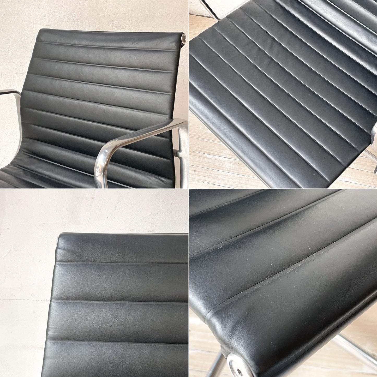 ハーマンミラー Herman Miller アルミナムグループ マネジメントチェア 本革 5本脚 C&Rイームズ ミッドセンチュリー ガス圧昇降 リクライニング ★