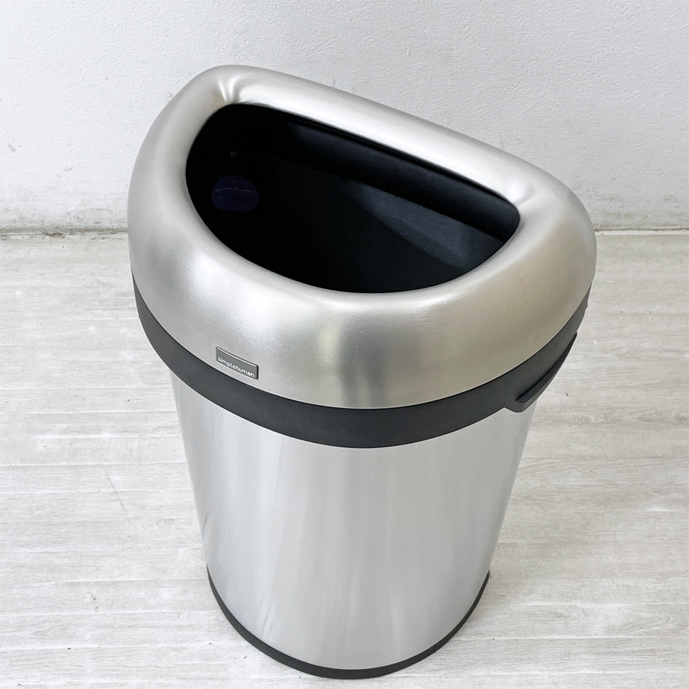 シンプルヒューマン simplehuman セミラウンドオープンカン 60L ゴミ箱 ダストボックス 半円型 ステンレス シンプルモダン 元箱付き ●