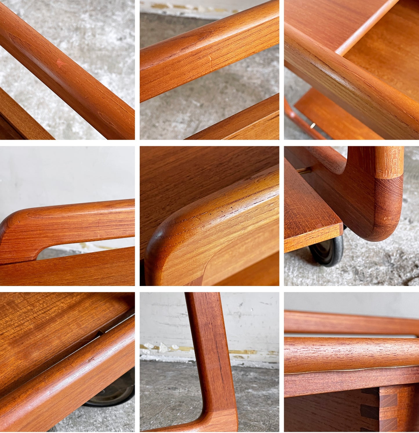 シカモブラー Sika Mobler ビンテージ vintage ソーイングワゴン トロリー キャスター付き チーク材 デンマーク 北欧家具 ■