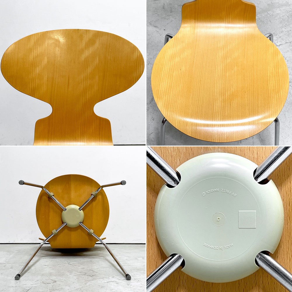 フリッツハンセン Fritz Hansen 3101 アリンコチェア アントチェア 4本脚 ナチュラルビーチ ラッカー仕上げ フェルトグライズ アルネ・ヤコブセン A ●