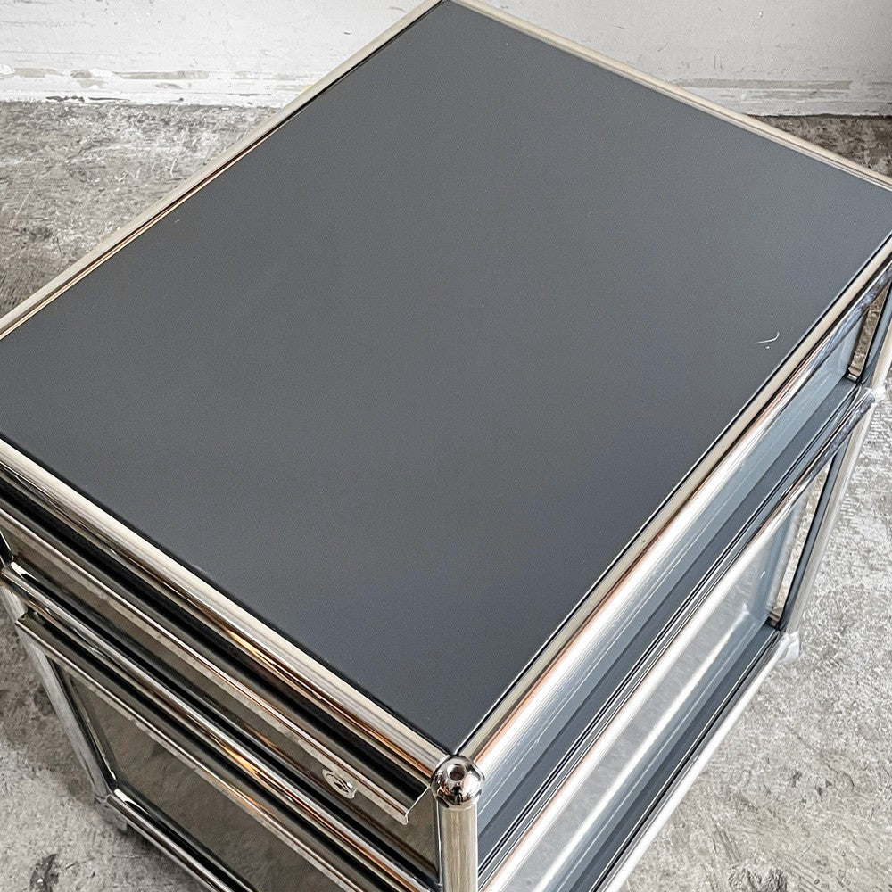 ユーエスエムハラー USM Haller モジュラーファニチャー Modular Furniture デスクワゴン ロールボーイ 2ドロワー アントラサイト 鍵欠品 ■