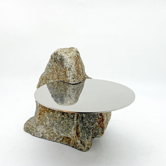 KOKON BONSAI 石の台座 庵治石 オブジェ 盆栽台 アクセサリートレイ メタルプレート プリミティブ ●