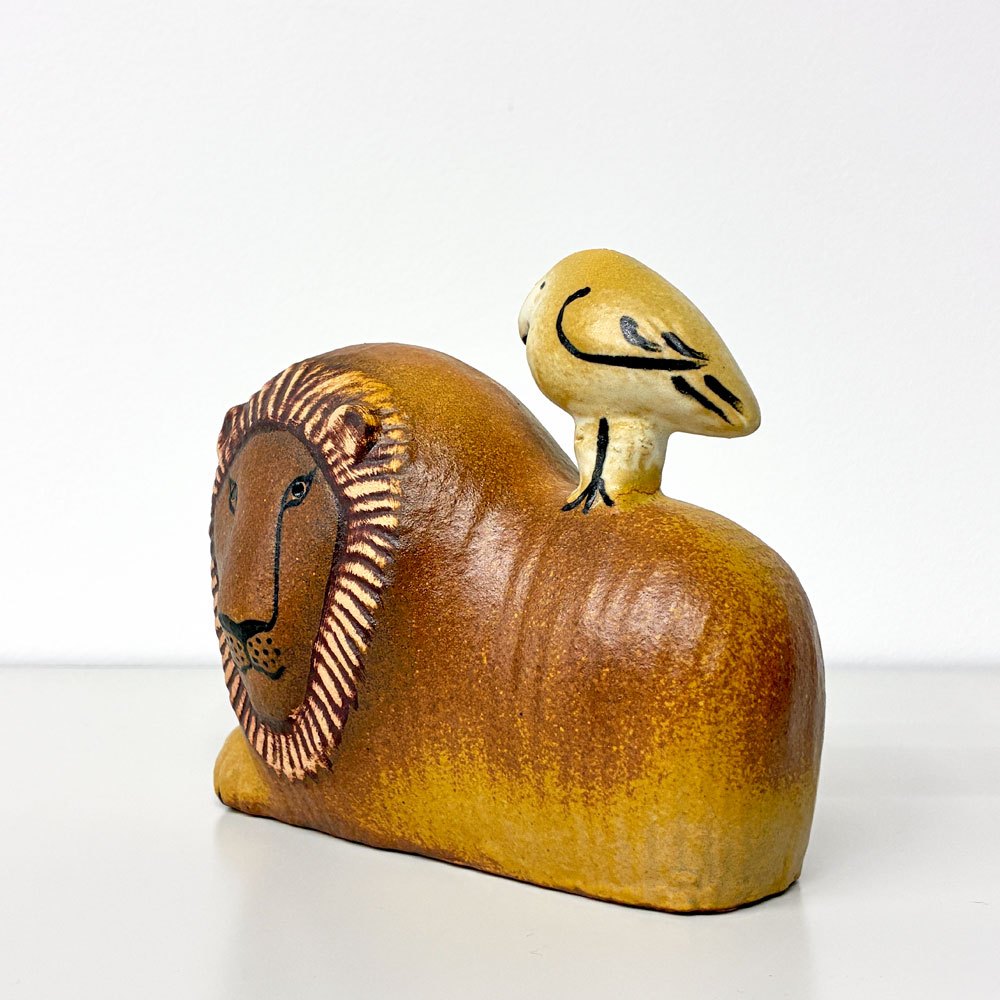 グスタフスベリ GUSTAVSBERG K-Studion リサラーソン Lisa Larson ライオンウィズバード LION WITH BIRD フィギュリン 現行品 ◎