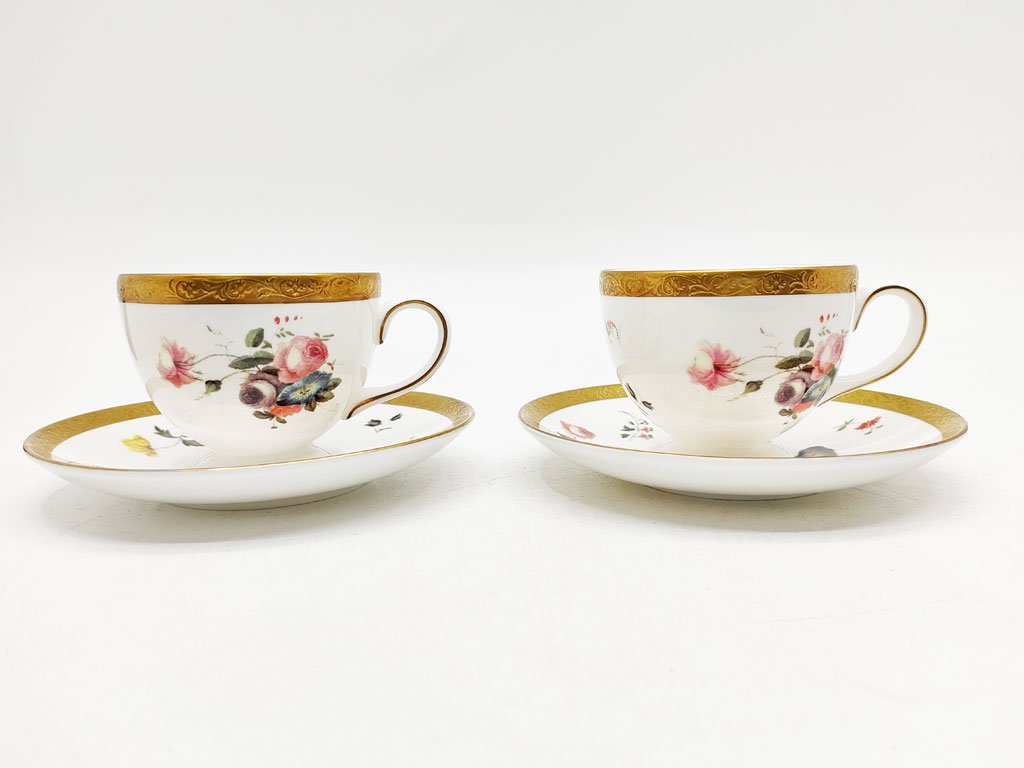 ウェッジウッド WEDGWOOD フローラルゴールド FLORAL GOLD カップ＆ソーサー 英国 A ●