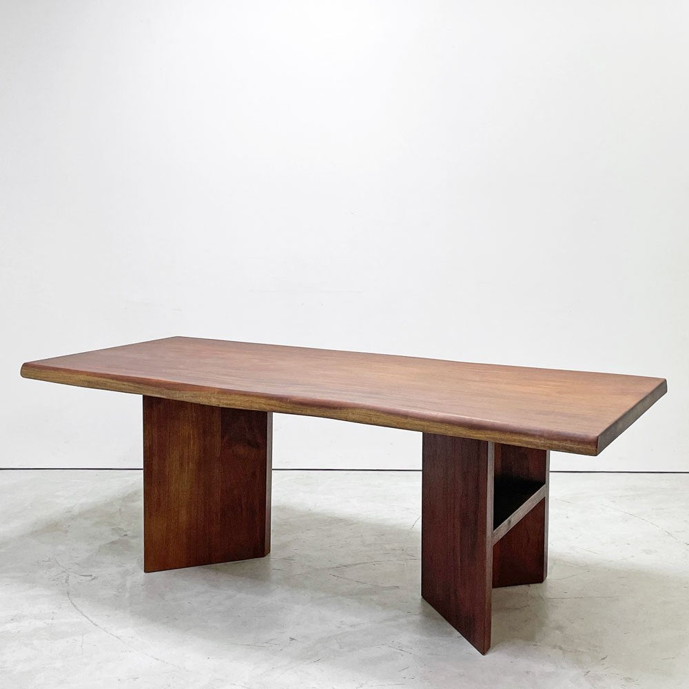 BC工房 無垢材 ダイニングテーブル LDテーブル センターテーブル兼用 三角脚 マホガニー天板 チーク脚 W185cm クラフト家具 ●