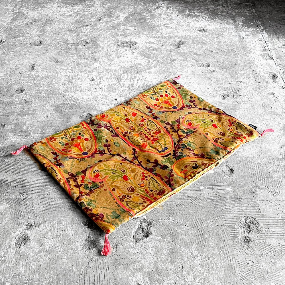 キャラバン CARAVANE コットンベルベット クッションカバー マルチカラー タッセル 50×45 H.P.DECO フランス ■