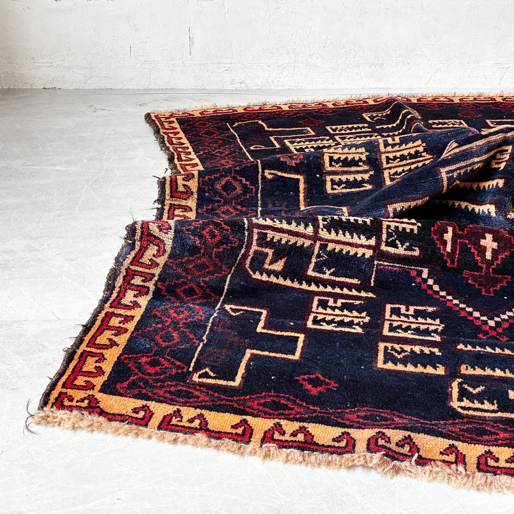 トライバルラグ Tribal rug バルーチ族 バルチエリア 手織り ラグ 160×100㎝ アフガニスタン オリエンタル ウール ラグ ★
