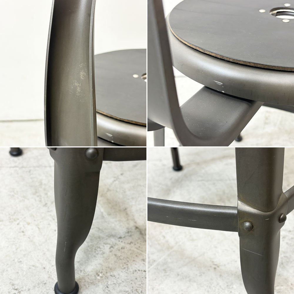 フェールトラヴァイユ FER TRAVAIL ニコルチェア NICOLLE Chair SH45cm ダイニングチェア スチール マットクリア仕上げ 別注モデル レザーパッド付 ブラック インダストリアル フランス ●