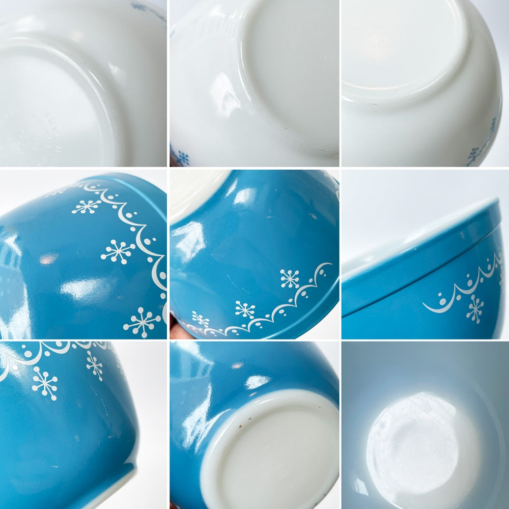 パイレックス Pyrex スノーフレーク ガーランド Snowflake ミキシングボウル 3点セット ブルー ミルクガラス ガラス オールドパイレックス USビンテージ ■