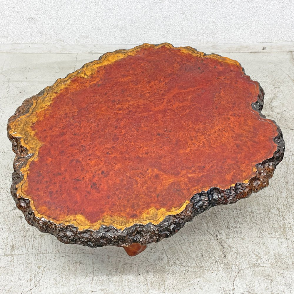 花梨瘤 天然木 玉杢 一枚板 座卓 ローテーブル 銘木家具 座敷机 クラフト家具 センターテーブル ナチュラル 〓
