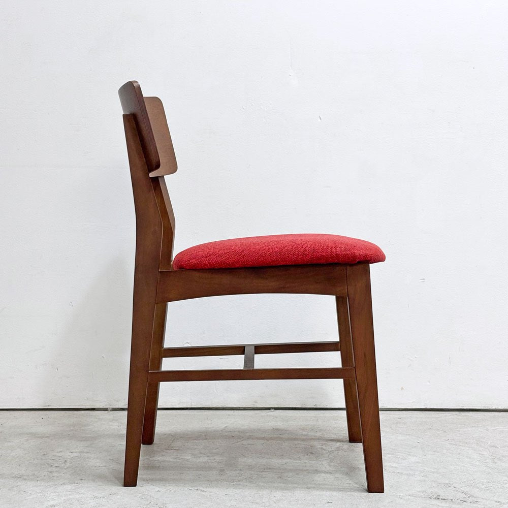 フランフラン Francfranc コムンチェア COMUN CHAIR ダイニングチェア アッシュ材 ファブリックシート レッドカラー 北欧スタイル 廃番 ●