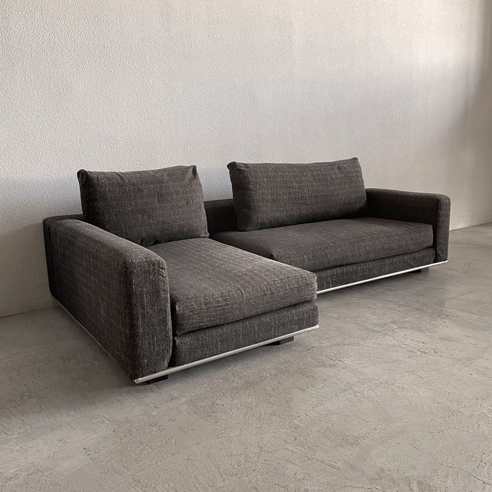 モーダエンカーサ moda en casa インカント incanto カウチソファ 左M+N & 右X+Y カバーリング生地 黒系ミックス色 参考価格～35万円 稀少廃番品 〓