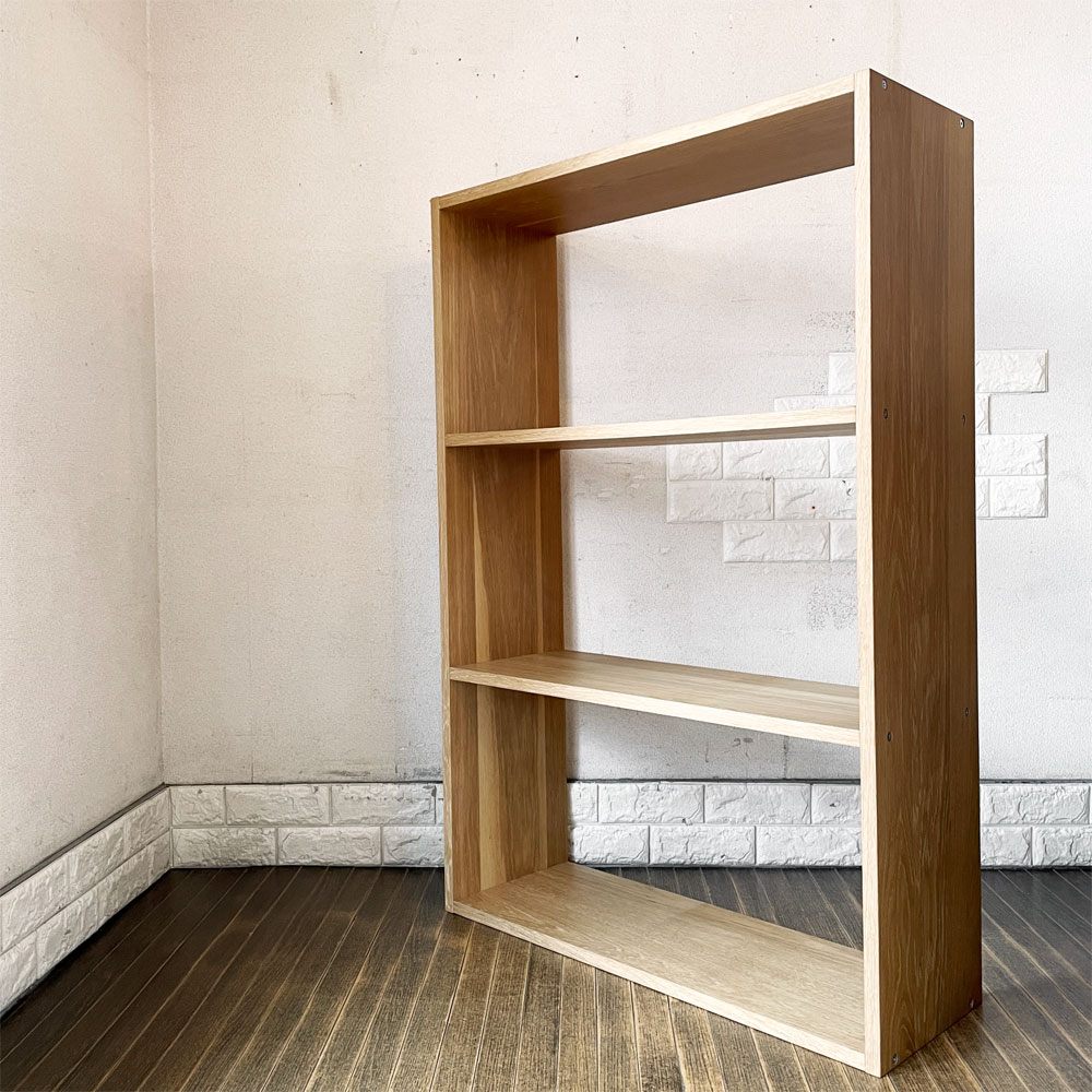 無印良品 MUJI スタッキングシェルフ ワイド 1列3段 オーク材 W81.5cm オープンシェルフ 本棚 飾り棚 シンプルデザイン 定価￥22,900- ◎