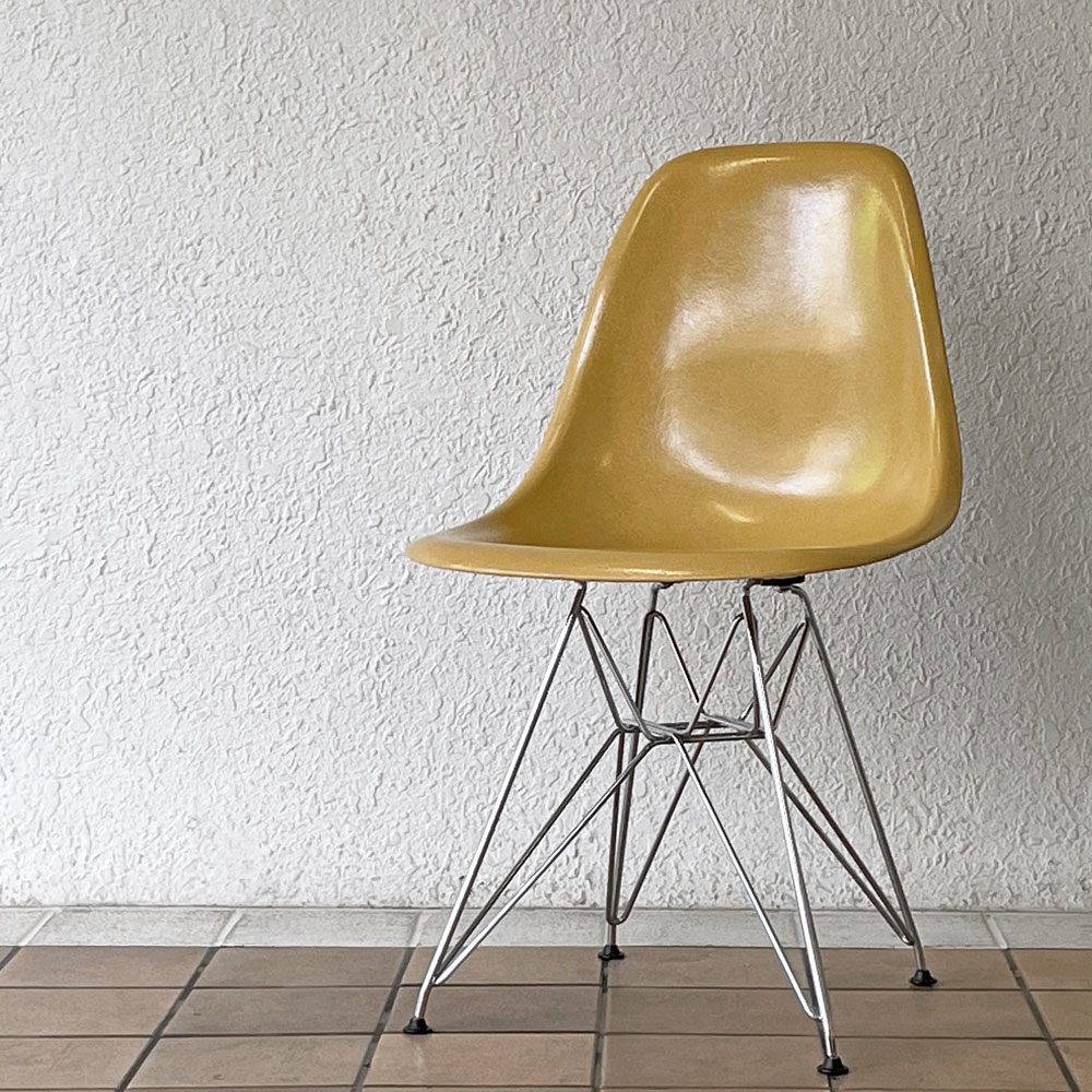 ハーマンミラー Herman Miller サイドシェルチェア セカンド 2nd FRP オークルライト エッフェルベース イームズ ビンテージ ◇