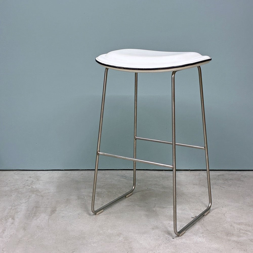 カッペリーニ Cappellini ハイパッドスツール Hi pad Stool ホワイトレザー×ステンレススチール ジャスパー・モリソン Jasper Morrison イタリアモダン ◎