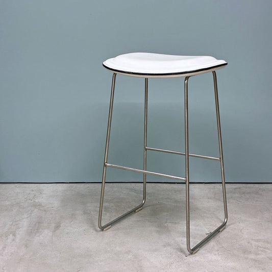 カッペリーニ Cappellini ハイパッドスツール Hi pad Stool ホワイトレザー×ステンレススチール ジャスパー・モリソン Jasper Morrison イタリアモダン ◎