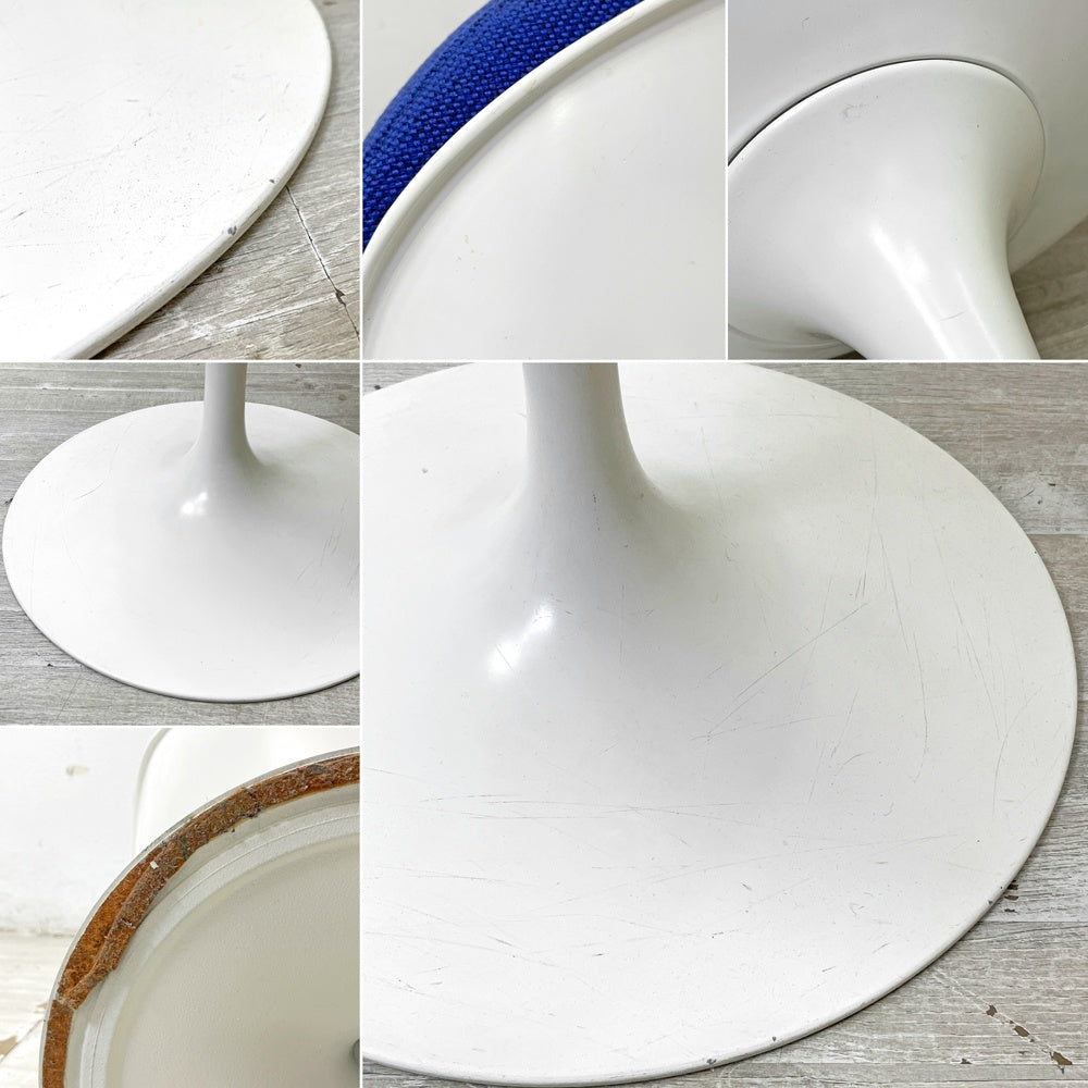 ノル Knoll チューリップチェア ダイニングチェア  エーロ・サーリネン Eero Saarinen 固定式 FRP製 ファブリッククッション ブルー スペースエイジ ミッドセンチュリー ビンテージ ●