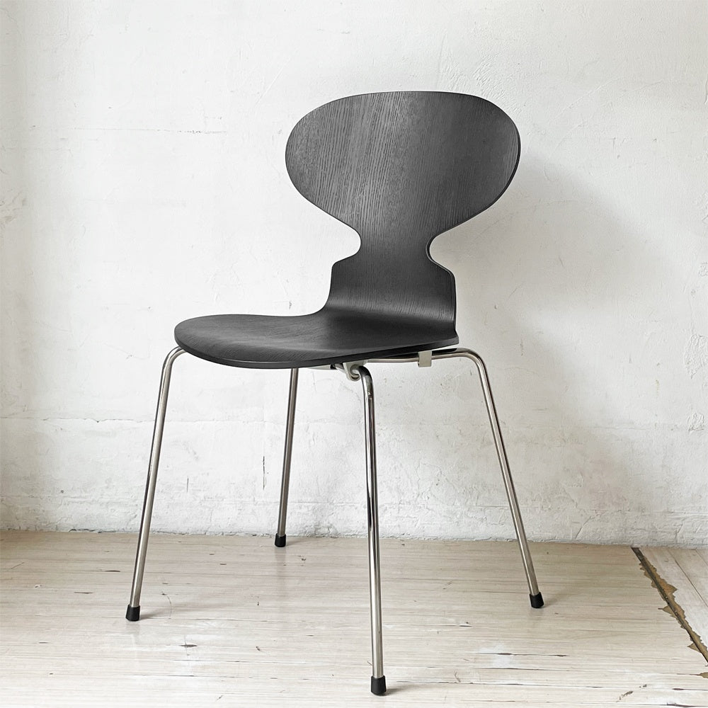フリッツハンセン Fritz Hansen アントチェア アリンコチェア 4本脚 カラードアッシュ ブラック アルネ・ヤコブセン デンマーク 北欧家具 ★