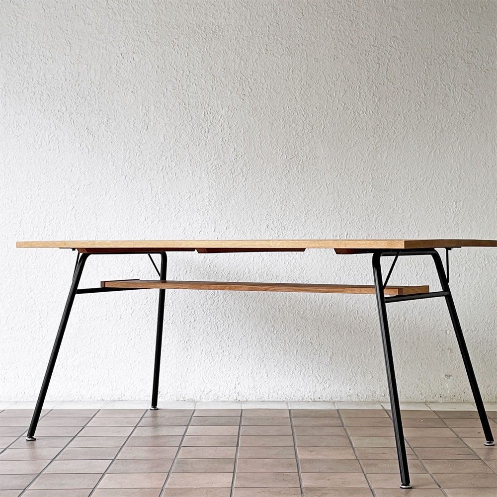 モモナチュラル MOMO Natural ベント VENT ダイニングテーブル W150cm オーク無垢材 ISO STEEL LEG スチール脚 マガジンラック付き  ◇