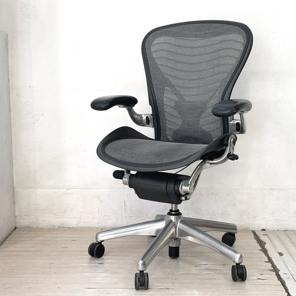 ハーマンミラー Herman Miller アーロンチェア Bサイズ ポスチャーフィット ウェイブ ポリッシュドアルミベース ビル・スタンフ ＆ ドン・チャドウィック ★