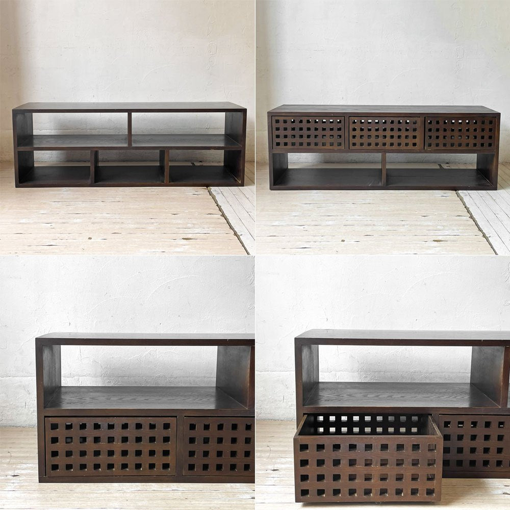 エーフラット a.flat キューブ Cube テレビボード AVボード アッシュ無垢材 引き出し3杯 W116cm アジアンモダンスタイル 定価約￥76,417- ★