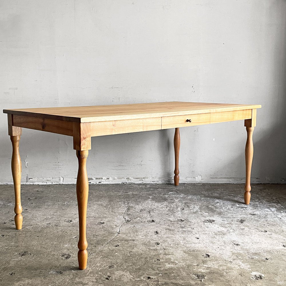 ハナレ木 HANALEGI フィールドテーブル Field table ダイニングテーブル オニグルミ材 W150cm ドロワー 挽き物脚 クラフトファニチャー ■